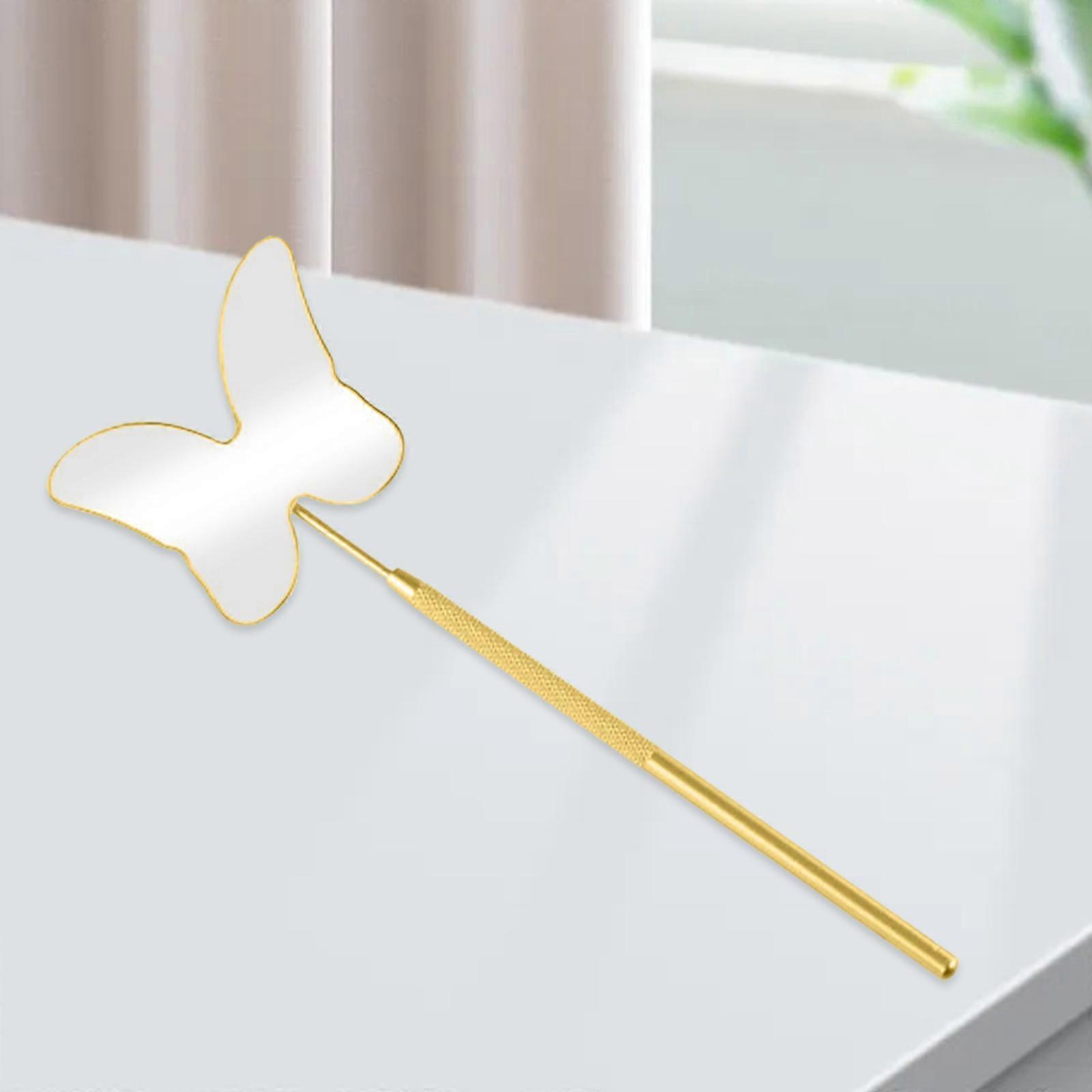 Large Butterfly Shape Eyelash Extension Mirror Stainless Steel Easy to Operate Great Assistant Accessories , Easy to Adjust to Any Angles - Pink