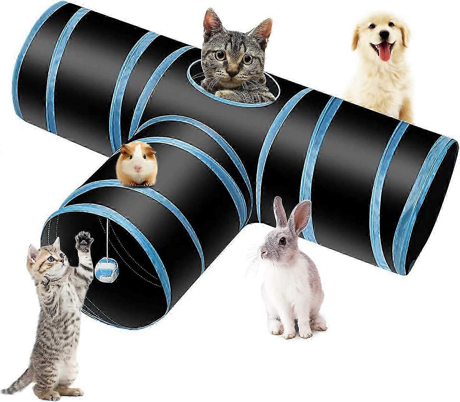 Xianrenge Cat Tunnel, 3-ways Collapsible Cat Toys Rabbit Toys For Indoor, Amusement Pet Tunnel With