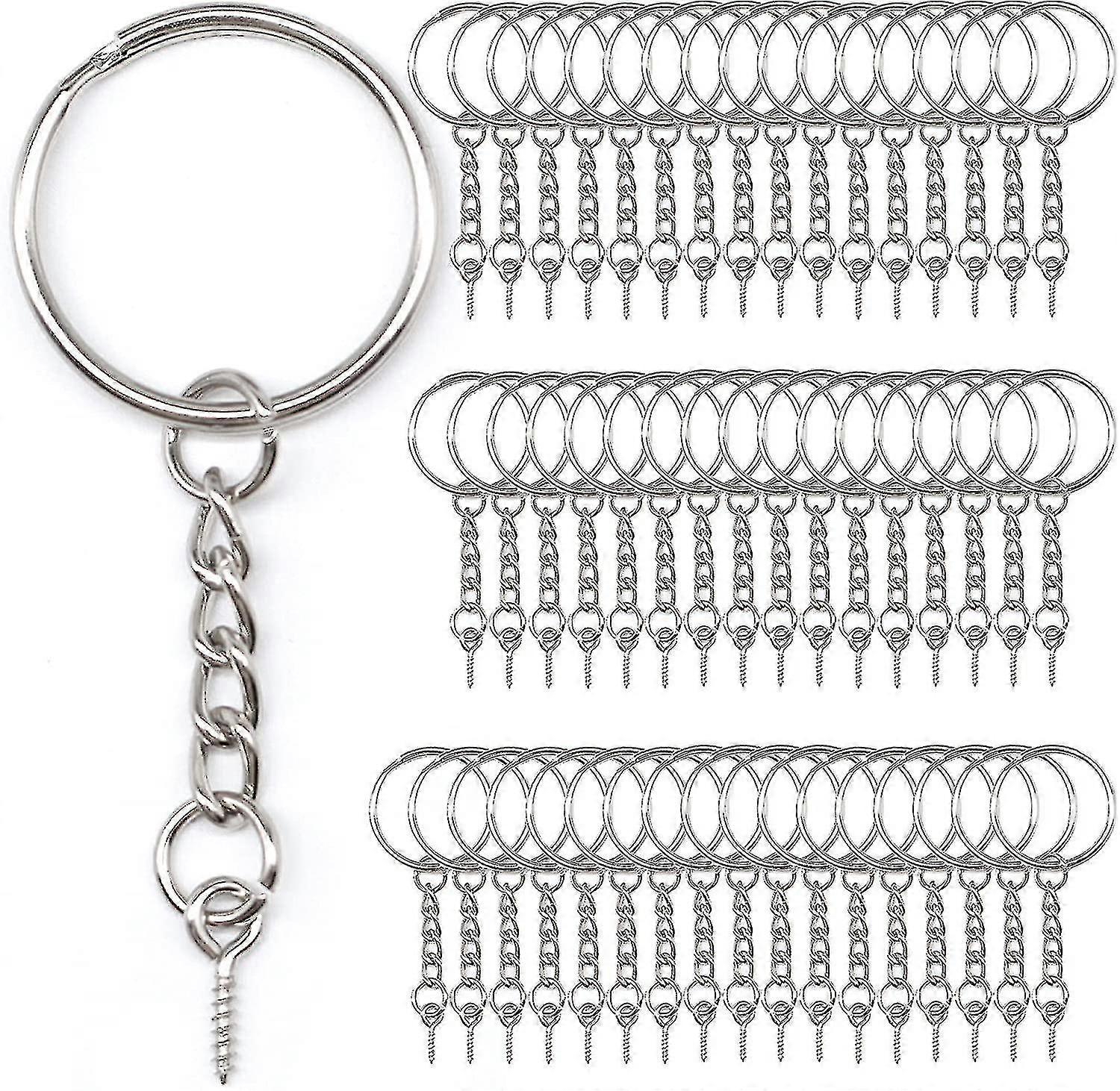 50pcs Metal Split Key Chain Rings, Key Rings With Link Chain, Open Jump Ring