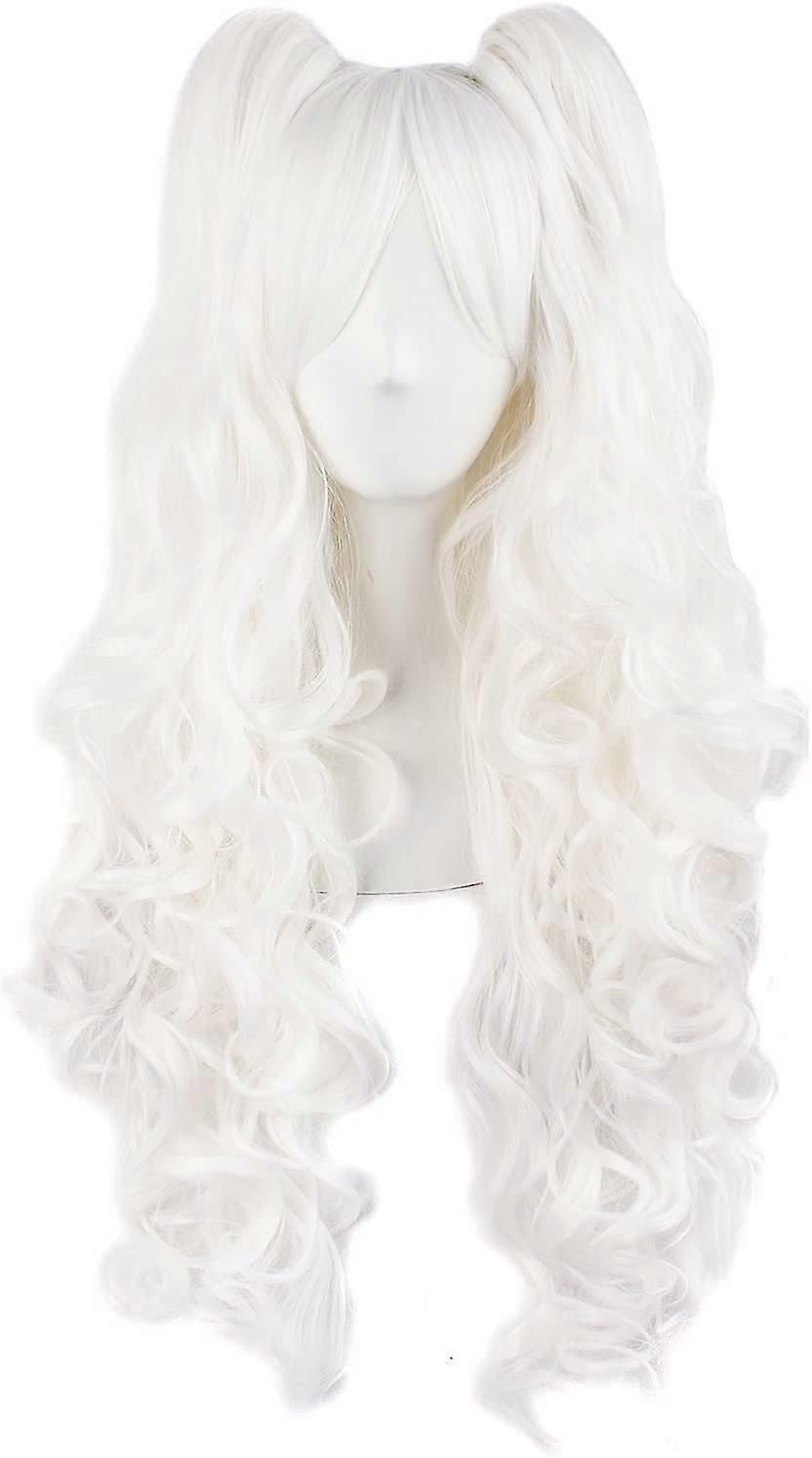 28"/70cm Long Curly Braided Women's Wigs (White)