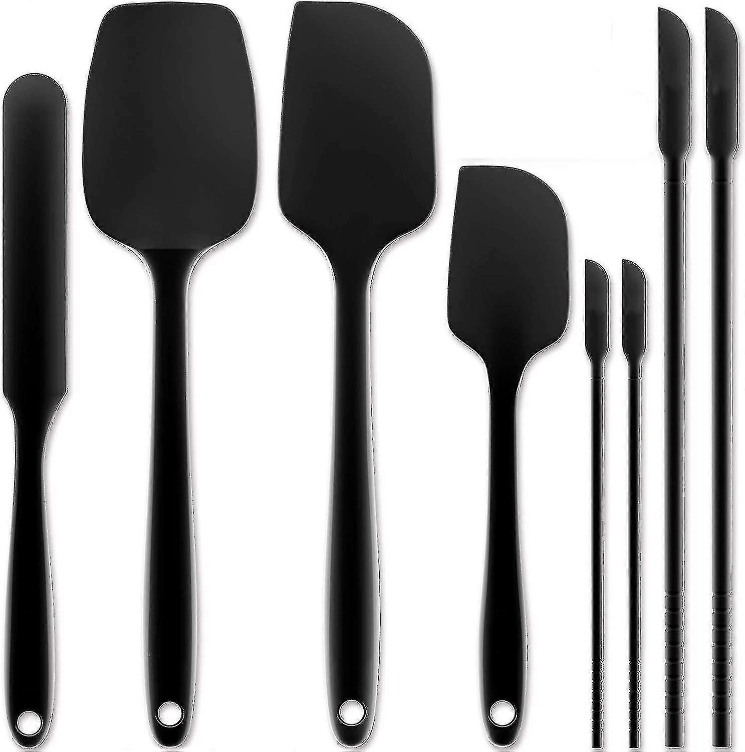 Forc Silicone Spatule Set De 8 Comprend 4 Mini Spatules, Ustensiles de cuisine en caoutchouc résistant à la chaleur, Conception d’une pièce avec noyau en acier inoxydable, Ki