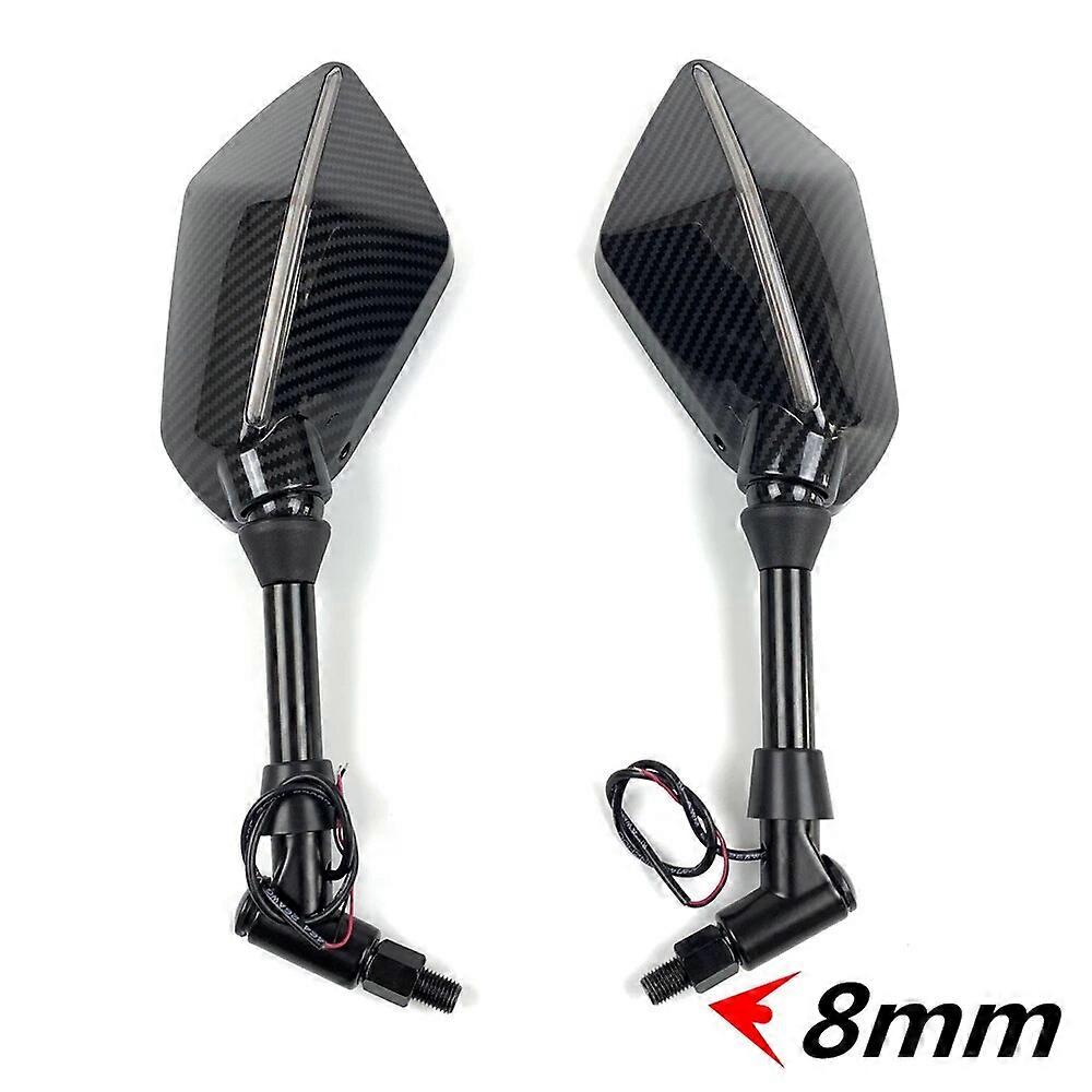 2Pcs/Pair Motorcycle Rearview Mirror Scooter Motocross Rearview Mirrors Electrombile Back Side Convex Mirror 8/10mm Carbon Fiber