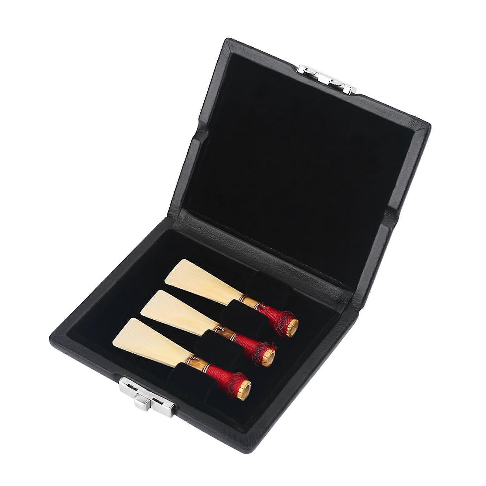 Bassoon Reed Container Box Case for 3 Reeds in Black PU Leather