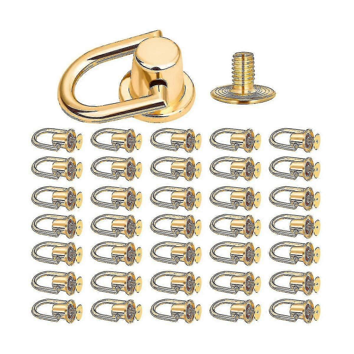 40pcs D Ring Stud Screw Ball Stud Button Stud Screw, Metal D Ring Rivet Compatible With Wallet Strap Sho-AM