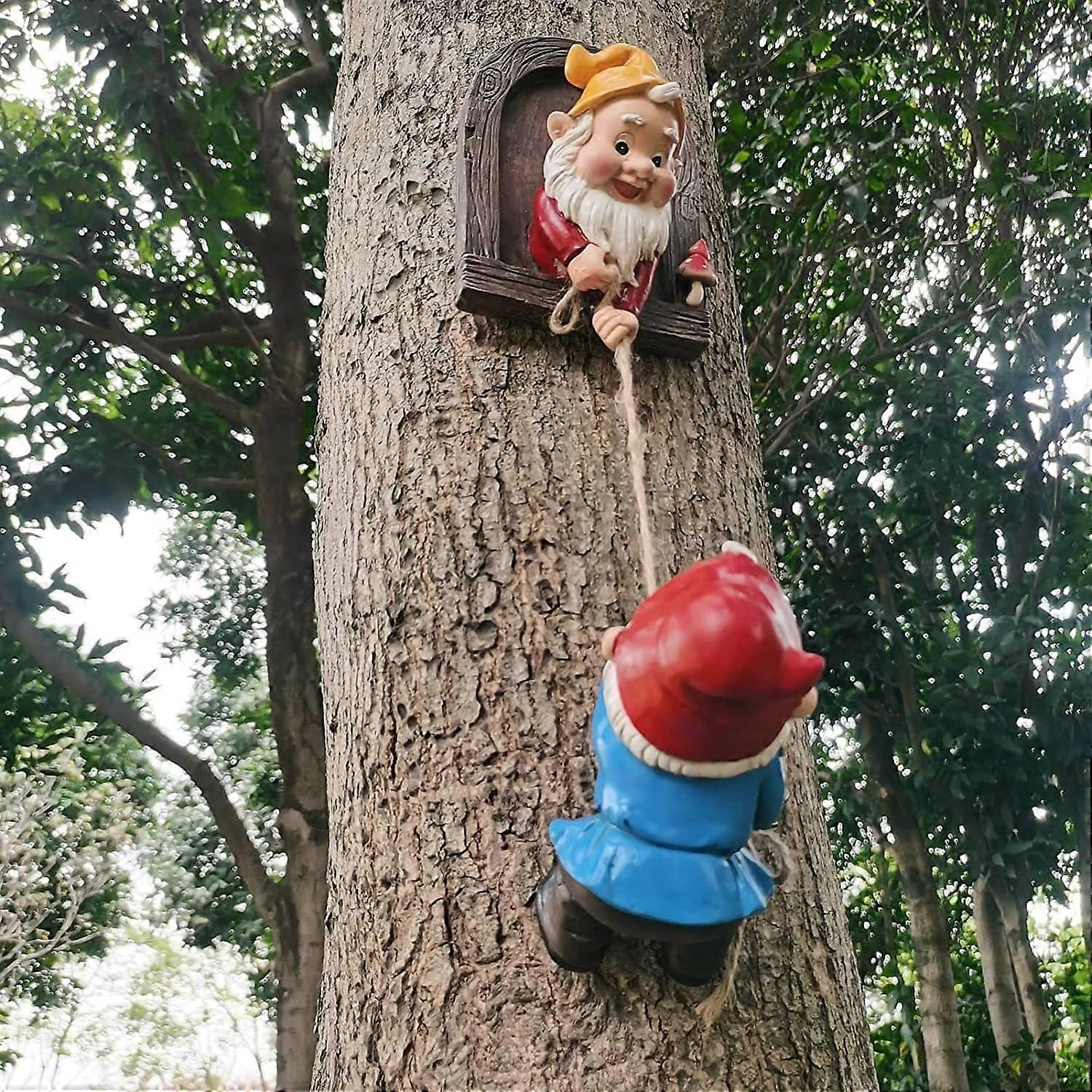 Gnomo da giardino esterno Statua Resina Campanelli eolici Gnomo Decorazioni per prato da giardino