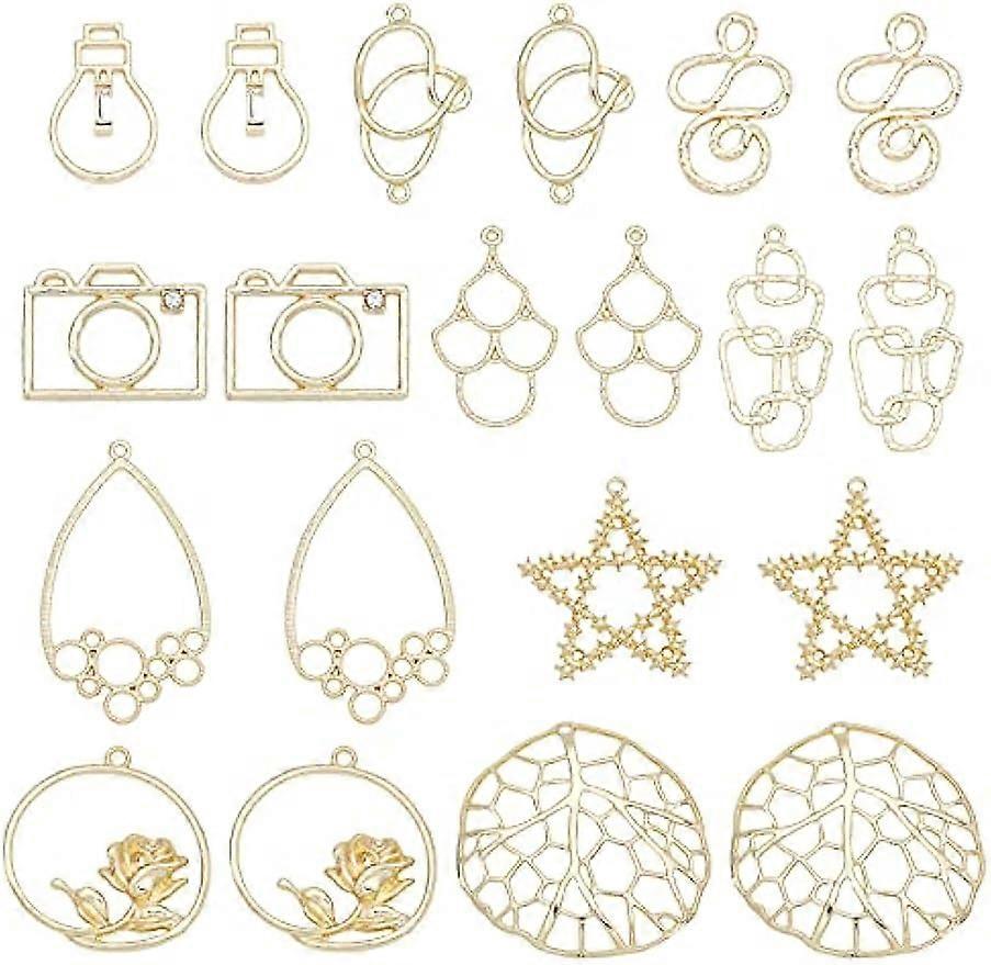 40Pcs Open Bezel Pendants Charms 10-Style Hollow Frame Pendants Alloy Resin Molds for Resin Jewelry Making