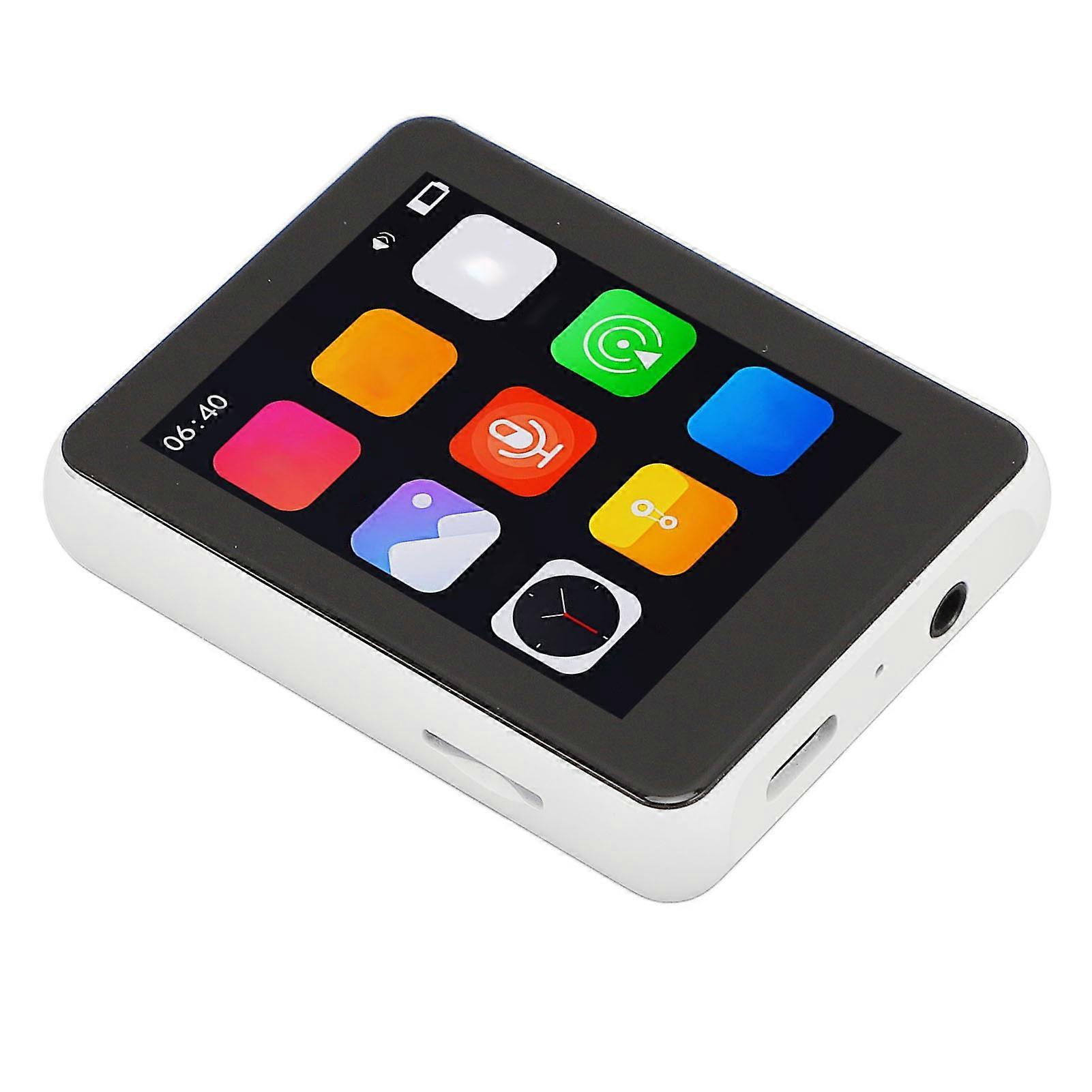 MP3 Player with Speaker Headphone 64GB 2.4in Touch Screen Portable HiFi FM Receiving Voice Recording EBook White