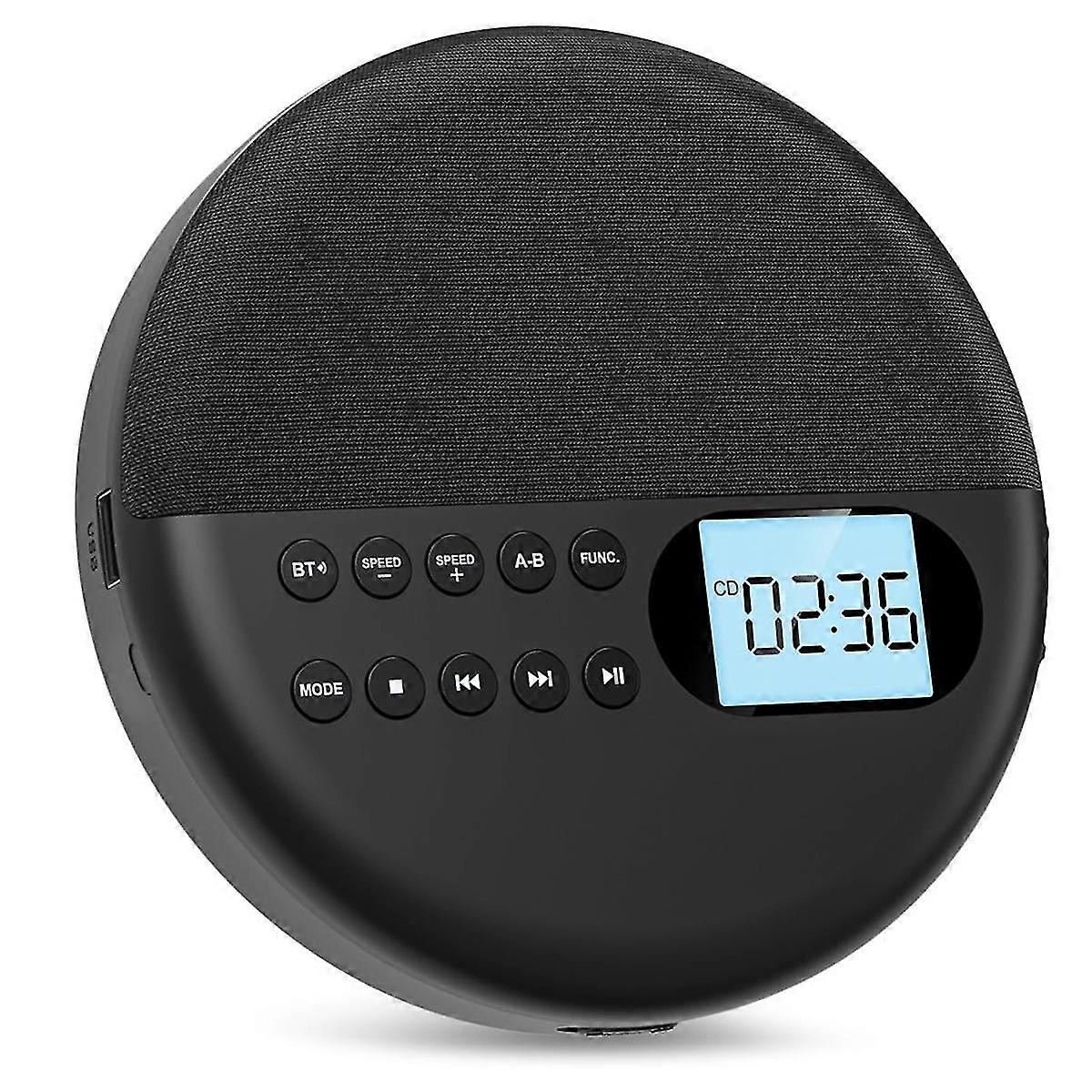 Portable Cd Player, Bluetooth Cd Player With Speakers Rechargeable Cd Player Asp Lcd Display With Aux Cable For Car