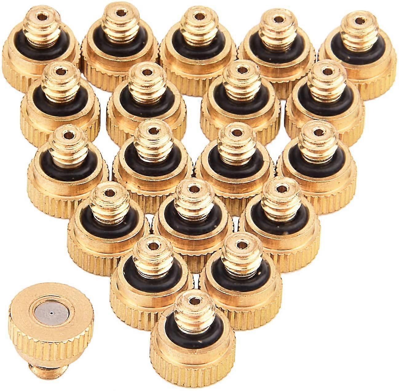20 Pack Brass Misting Nozzles For Outdoor Cooling System And Greenhouse Landscaping Dust Control, 0.012 Inch Orifice (0.3 Mm) 10/