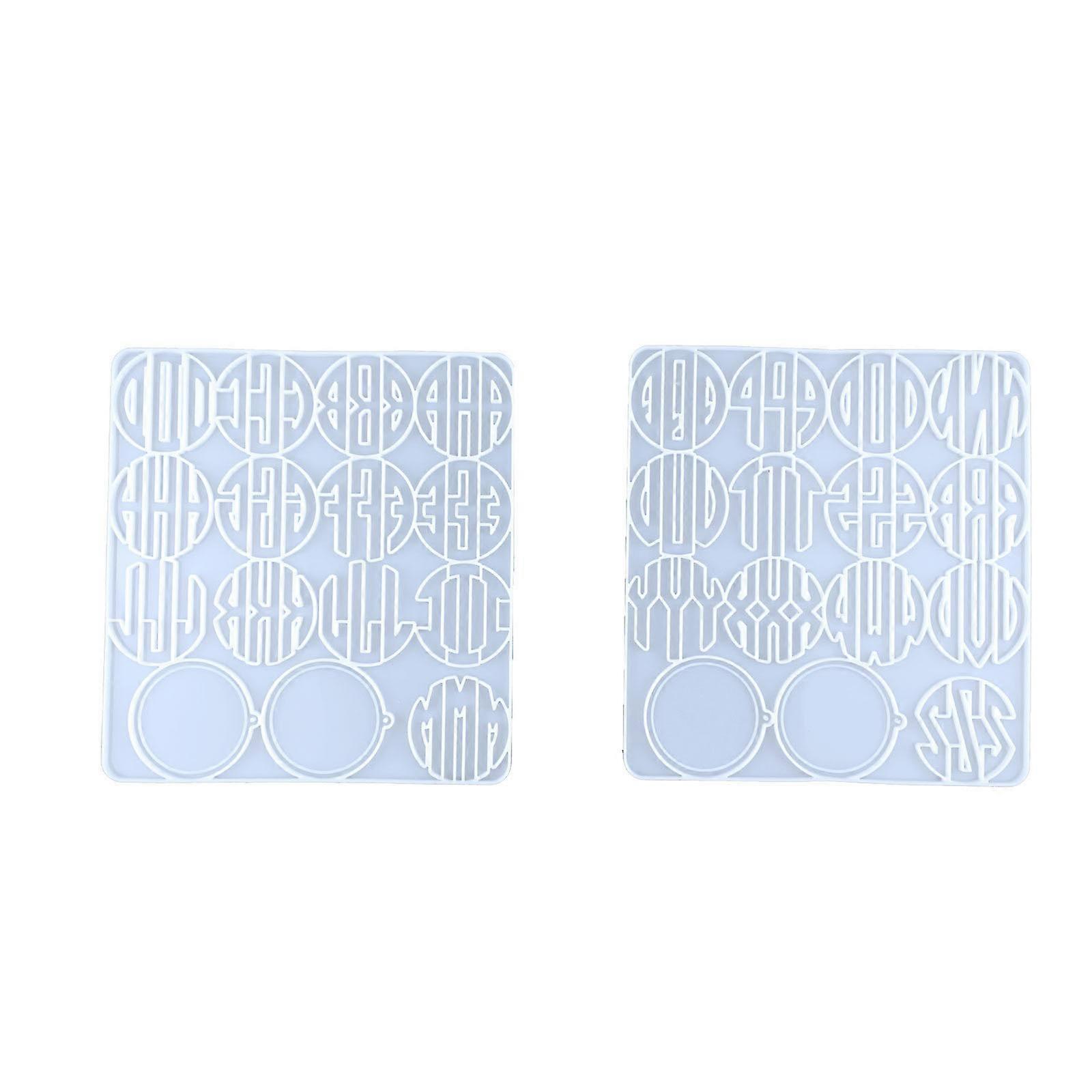 2PiecesSilicone Round Mold Set Keychain Mold Resin Casting Mold for Pendant DIY
