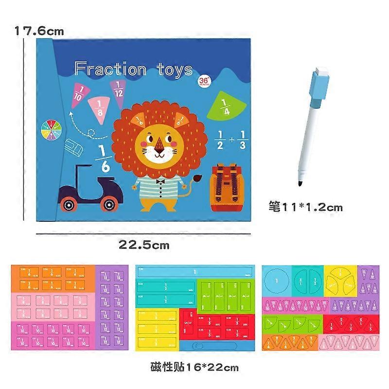 New Children Magnetic Learning Math Wooden Fraction Book Set Parish Teaching Aids Arithmetic Learning Educational Toys