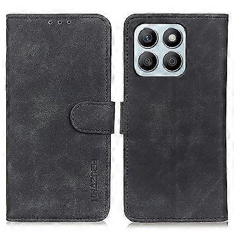 Khazneh Compatible with Honor X8B 4G Cell Phone Case Leather Retro Texture Wallet Cover Style D Honor X8b 4G Black