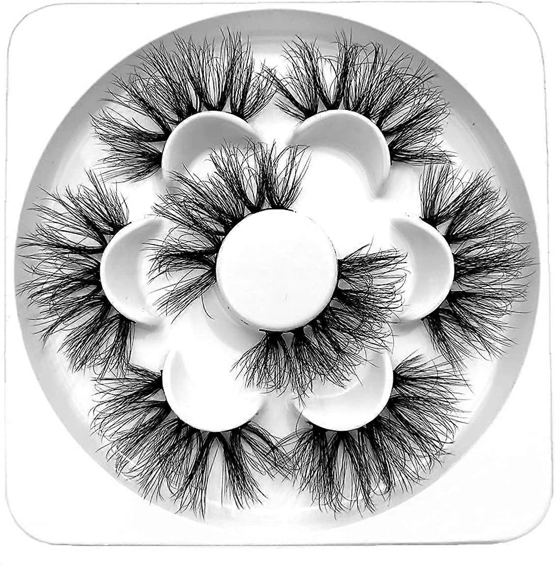 False Eyelashes Handmade Lashes 25mm 8D Fluffy Volume Dramatic Wispy Long False Eyelashes Soft Reusable Fake Eyelashes Pack 4 Pairs
