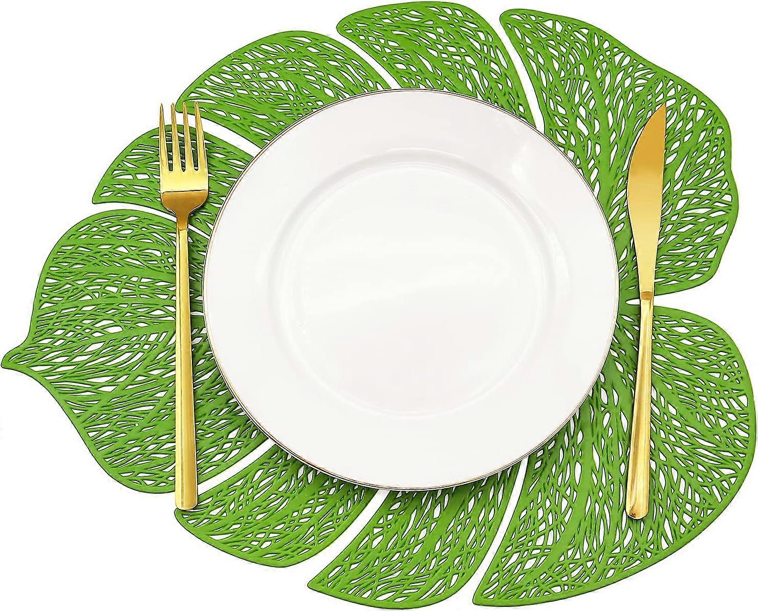 Lot de 6 sets de table en feuille verte Set de table en vinyle Feuilles tropicales Set de table Set de table de cuisine Tapis de table pour table  man