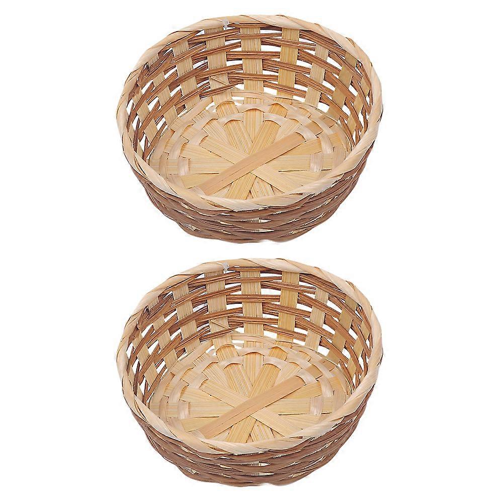 2pcs Handmade Bamboo Fruit Baskets Bamboo Storage Containers (Assorted Color)