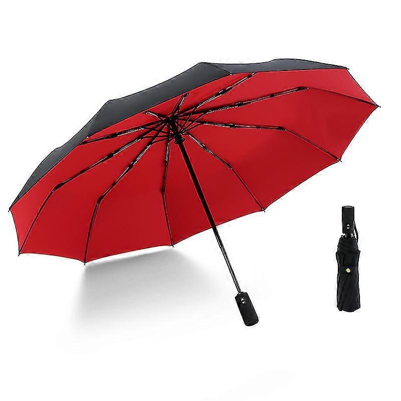Fully automatic double-layer umbrella with 10 bone wind resistant three fold umbrella