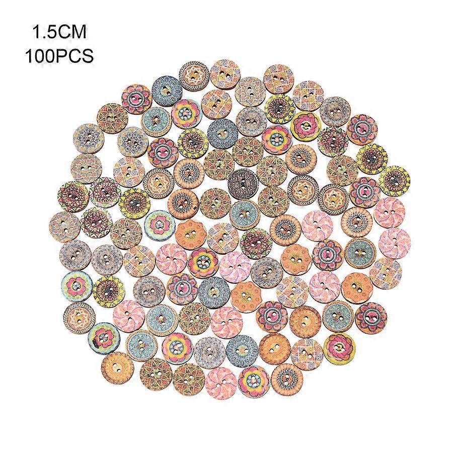 Colorful Wooden Craft Buttons for Handmade Projects 100 Pack