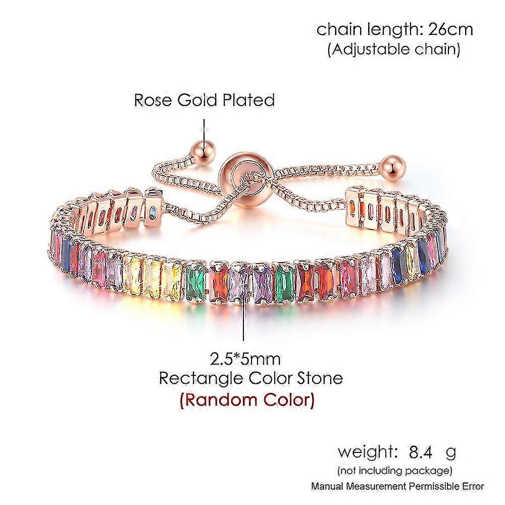 女性のための調節可能な多色テニスブレスレットレディースウェディングレインボーカラフルジルコンチャームブレスレットハンドチェーンジュエリーDzh043
