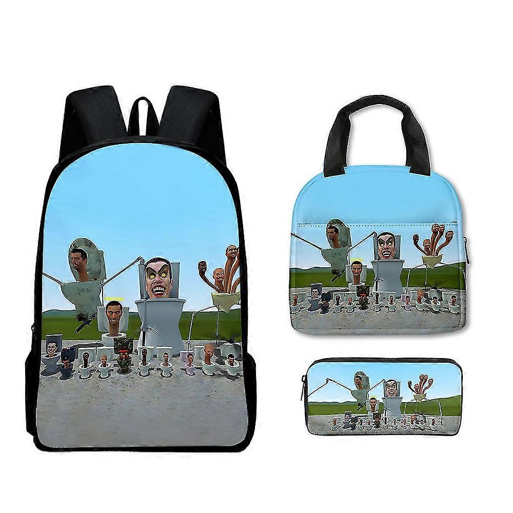 Uusi peli Skibidi WC koululaukku tai laukku tai kynälaukku tai kolmiosainen reppu opiskelijat-16