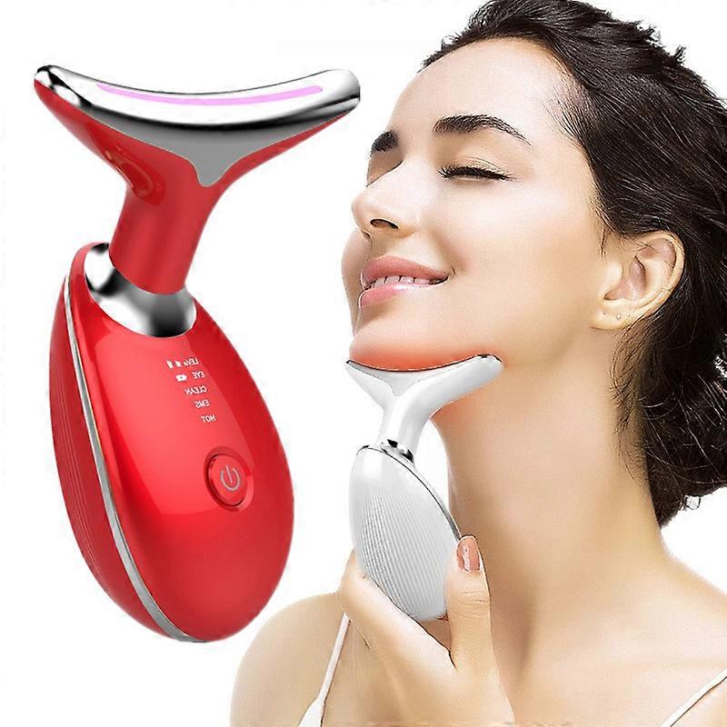 Thermal Neck Lifting and Tighten Massager Electric Microcurrent Wrinkle Remover LED Photon Face Beauty Device for Woman