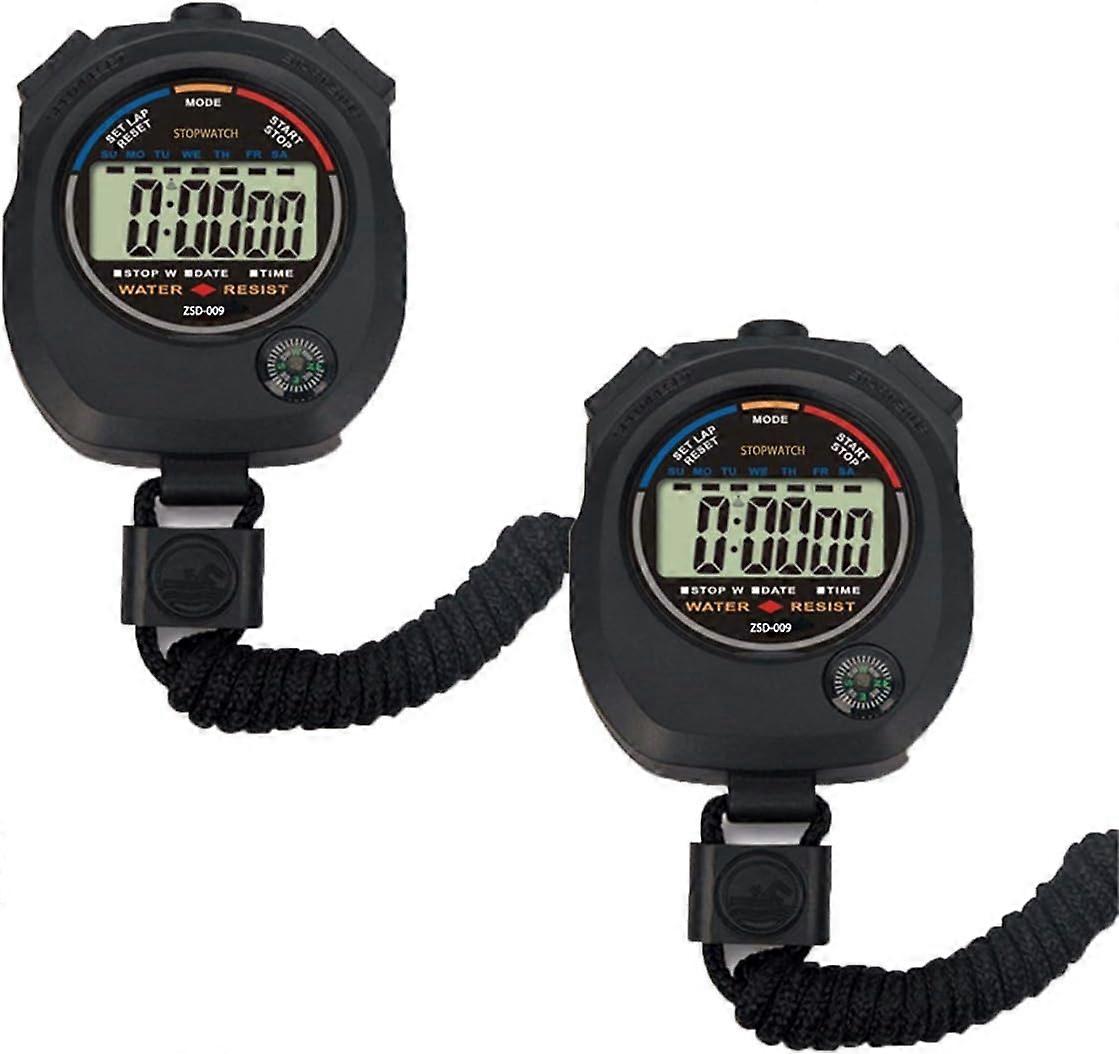 2 Pack Multi-Function Electronic Digital Sport Stopwatch Timer, Large Display with Date Time and Alarm Function,Suitable for Sports Coaches Fitness Co