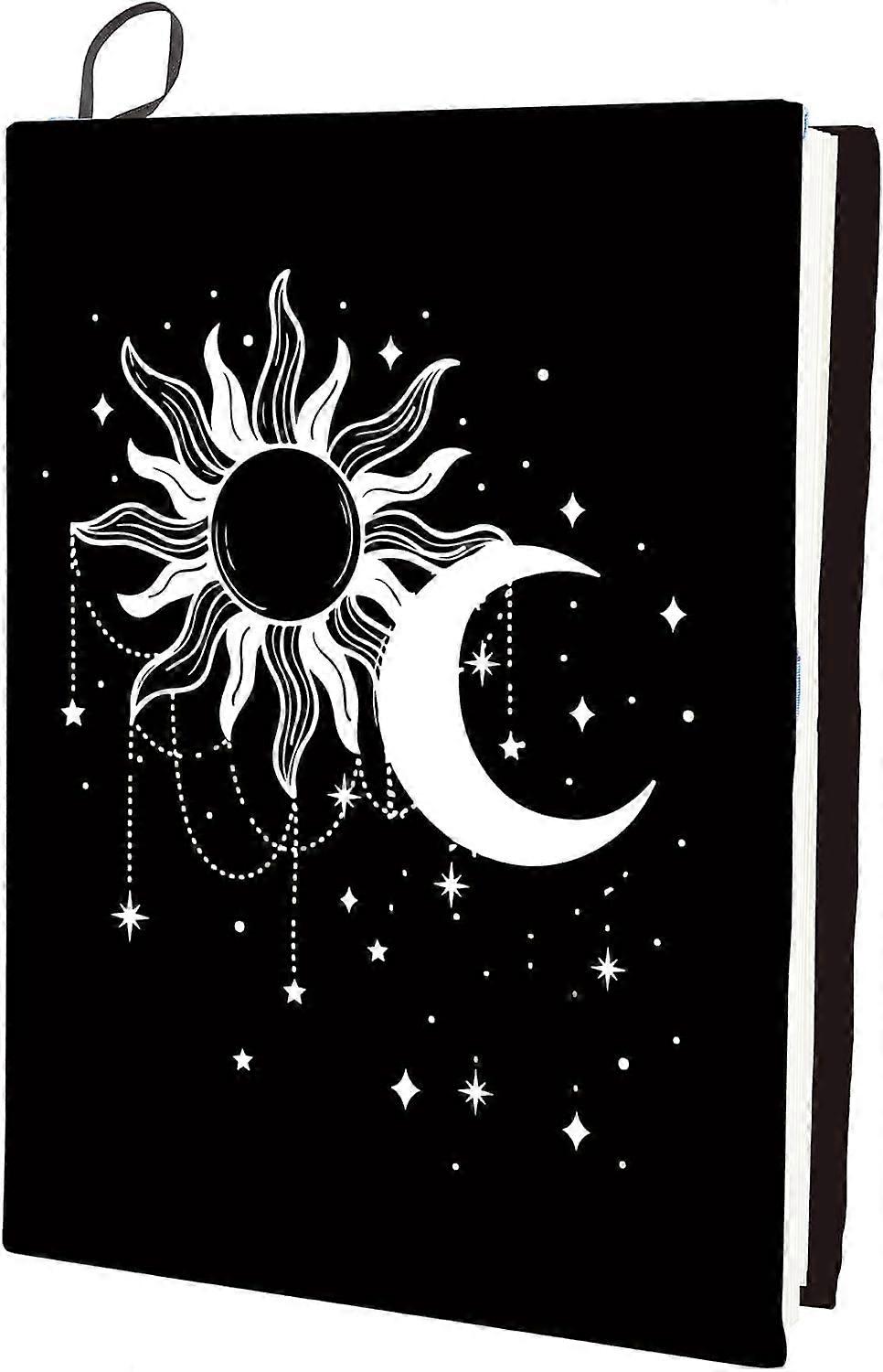 Sun and Moon Stretchable Book Cover Star Washable Reusable Large Nylon Protective Covers 9.4x15.7 Inch Elastic Notebook Wraps Suitable DIY