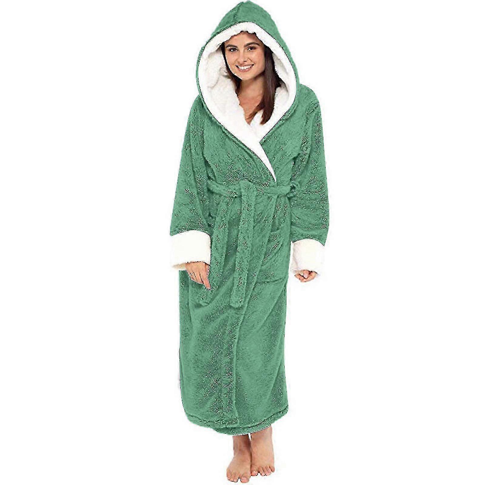 Polaire Peignoir Femmes Robe De Chambre Douce À Capuche Moelleux Towling Peignoir De Bain - JV