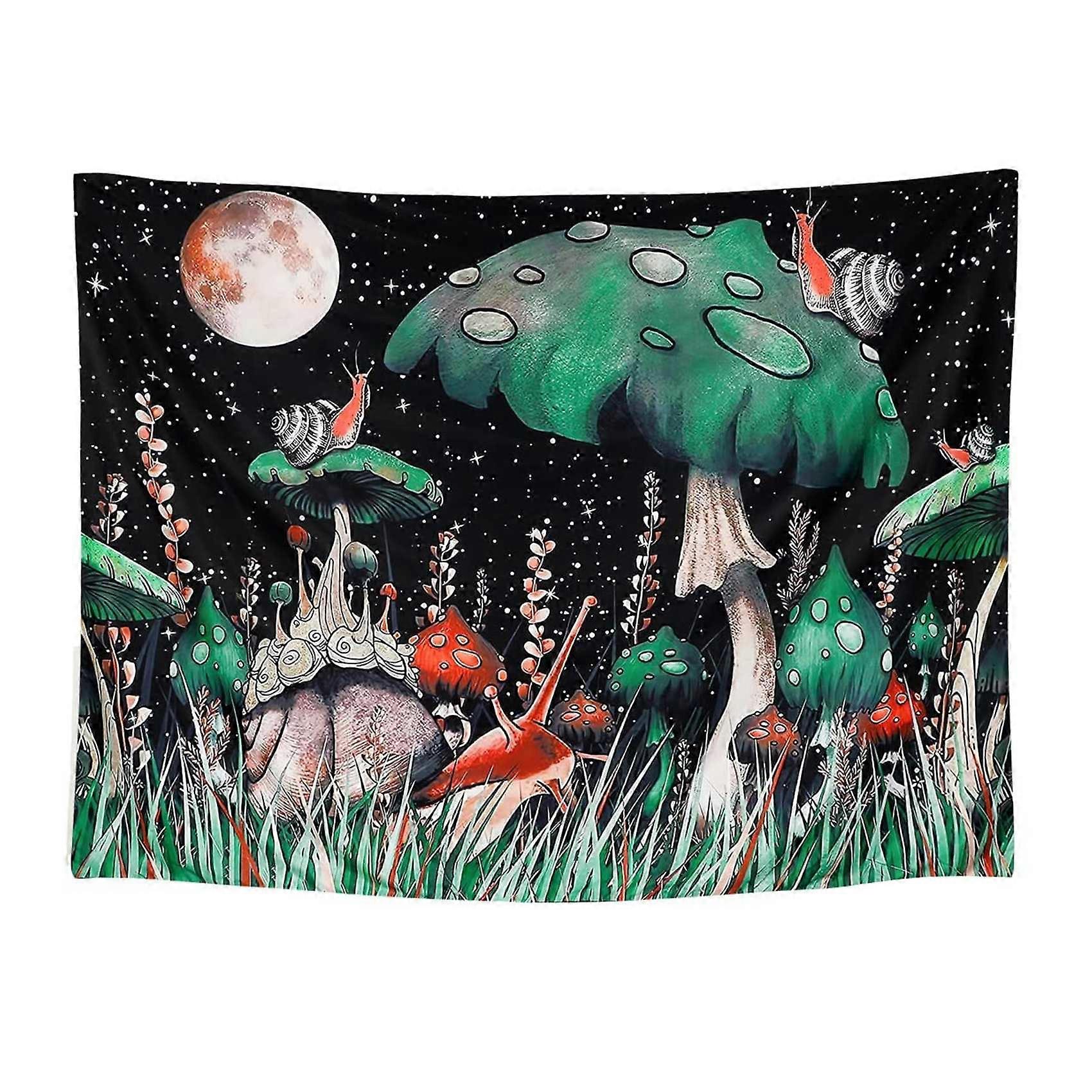 Psychedelic Tapestry Snail Mushroom Tapestry Trippy Wall Hanging Boho Decor Moon Tapestry for Bedro