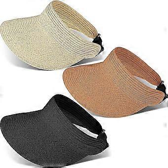 3 piezas de viseras para el sol sombrero sombreros de playa de verano sombreros plegables de paja sombreros para el sol protección UV sombreros enrollables para el sol para mujeres