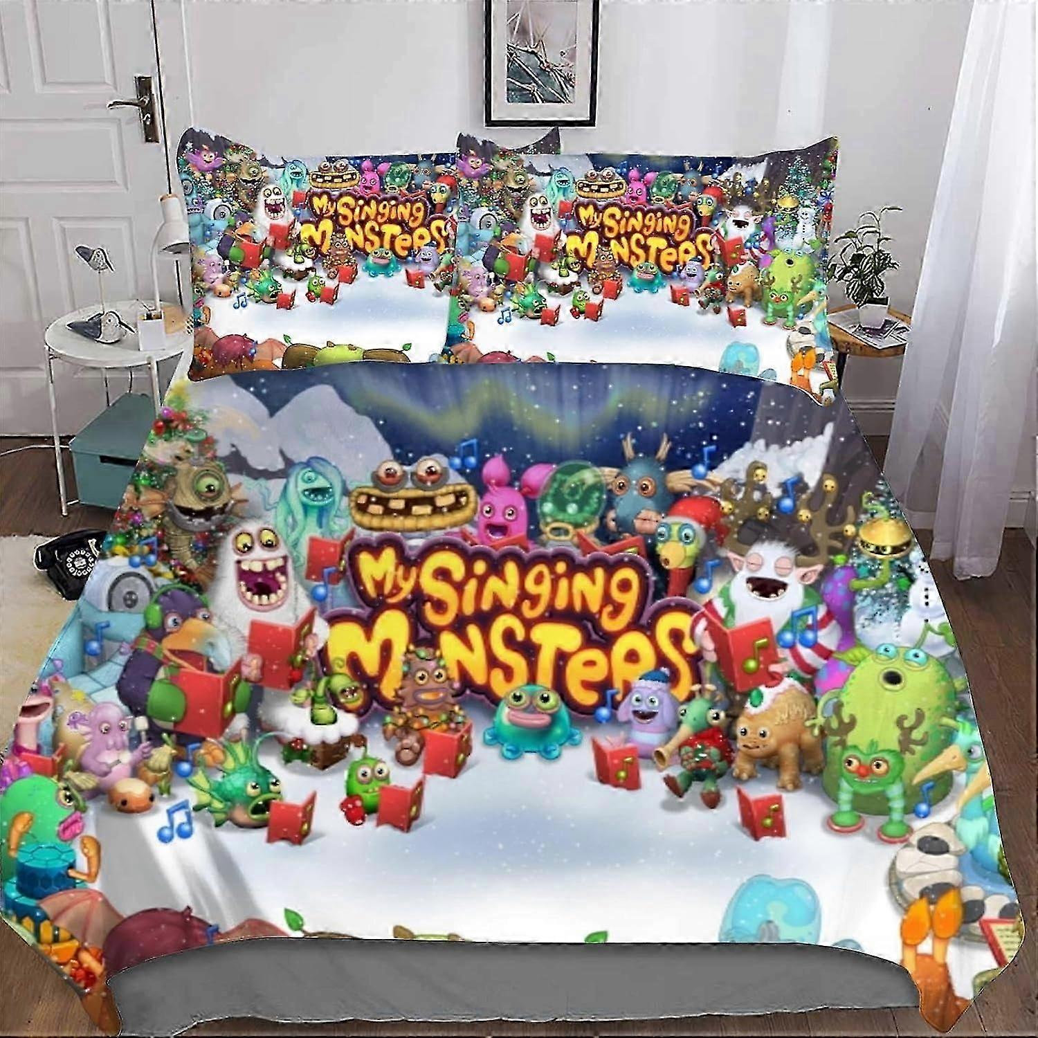 J2936 Lençóis Hufflepuff Conjunto de Cama 3D cartoon Colcha de Cama Capa de Edredão de Microfibra Macia Conjunto de Capa de Edredão com 2 Fronhas para Quarto de Crianças Lençóis B