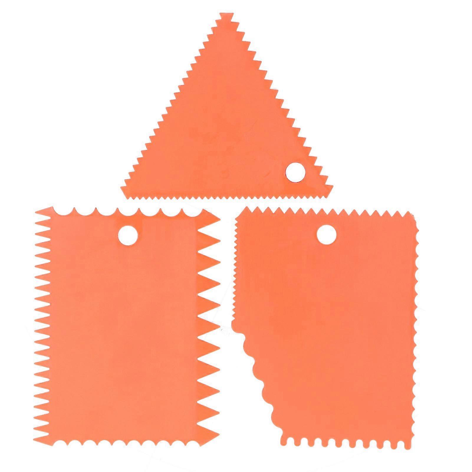 3PCS/Set Cake Cream Scraper Pasty Cutters Scraper Irregular Teeth Edge DIY SmootherOrange