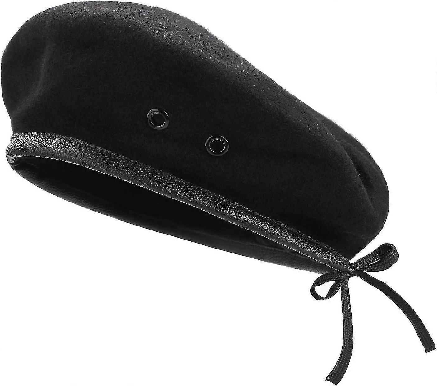 Yün Bere, Kadınlar için Askeri Stil Bereler, Deri Süslemeli, Ayarlanabilir, Tek Boyut