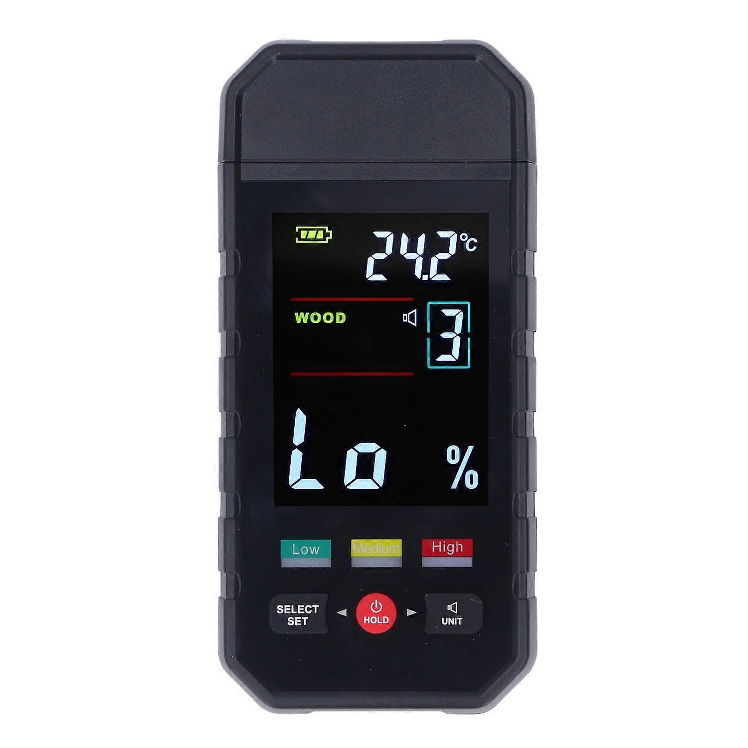 Wood Moisture Meter Pin Type LCD Digital Display 2 in 1 Dampness Temperature Sensor Detector for Mat