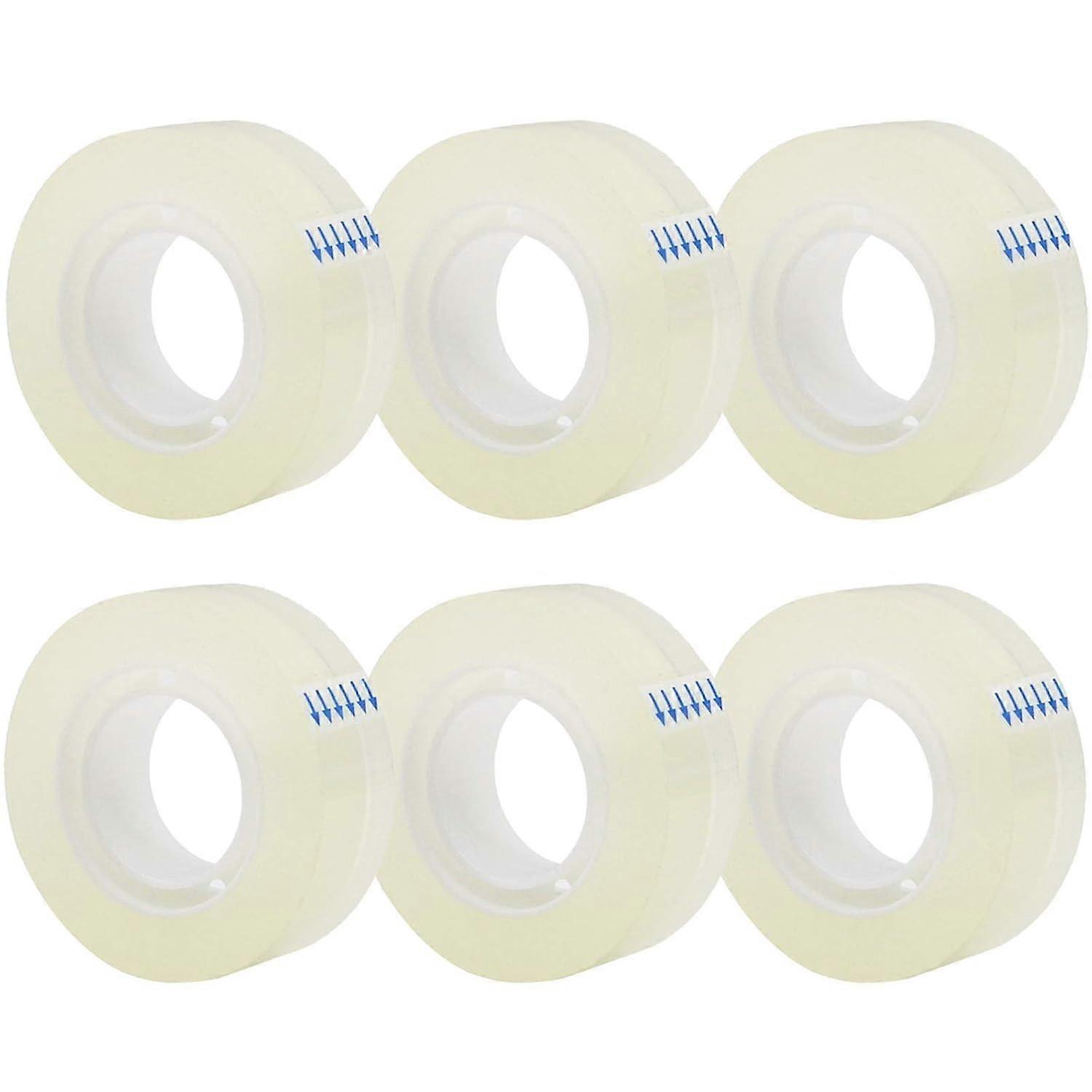 6 Rolls Clear Glossy Transparent Tape, All-Purpose Office and School Use, 1 Inch x 100 Yards