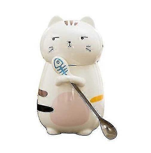 Cute Cat Ceramic Cup With Stirring Spoon