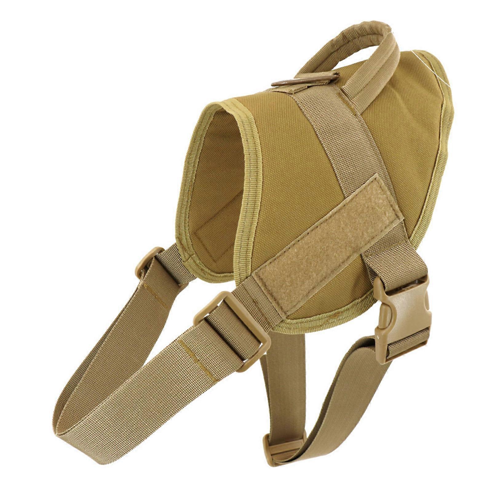 Tacticals Dog Harness Working Dog Vest with Handle No Pulling Back Leash Clip Adjustable for Walking Hiking Training Yellow S