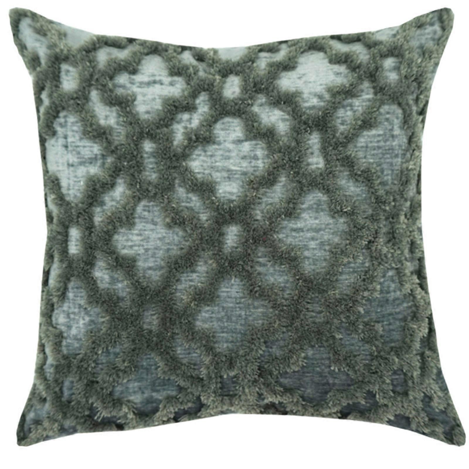 Moroccan Boho Double Sided Plush Throw Pillow for Case Vintage Tufted Embroidered Geometric Plaid Decorative Cushion Cov Gray 45x45cm