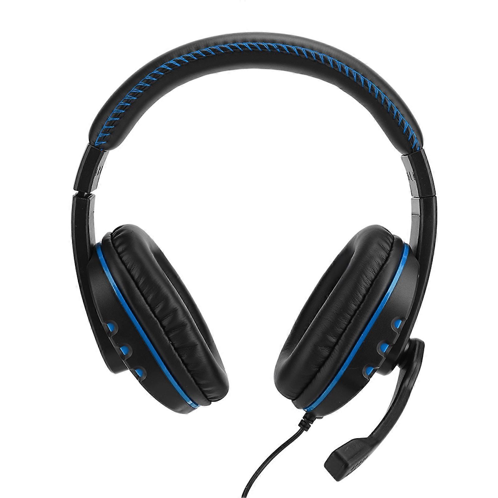 Head Mounted Computer Gaming Headphone Headset High Performance for PS4(bleu noir )