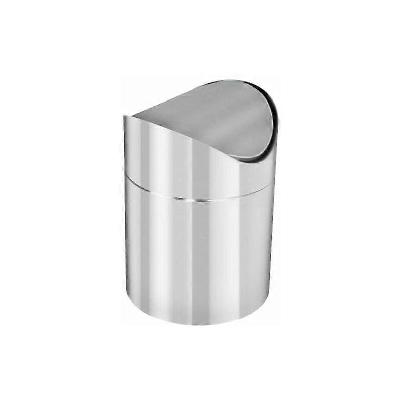 ZHOUWHJJ Mini Countertop Brushed Stainless Steel Swing Lid Trash Can Set, Come with Trash Bag, 1.5 L / 0.40 Gal, Multiple Color Options, Silver