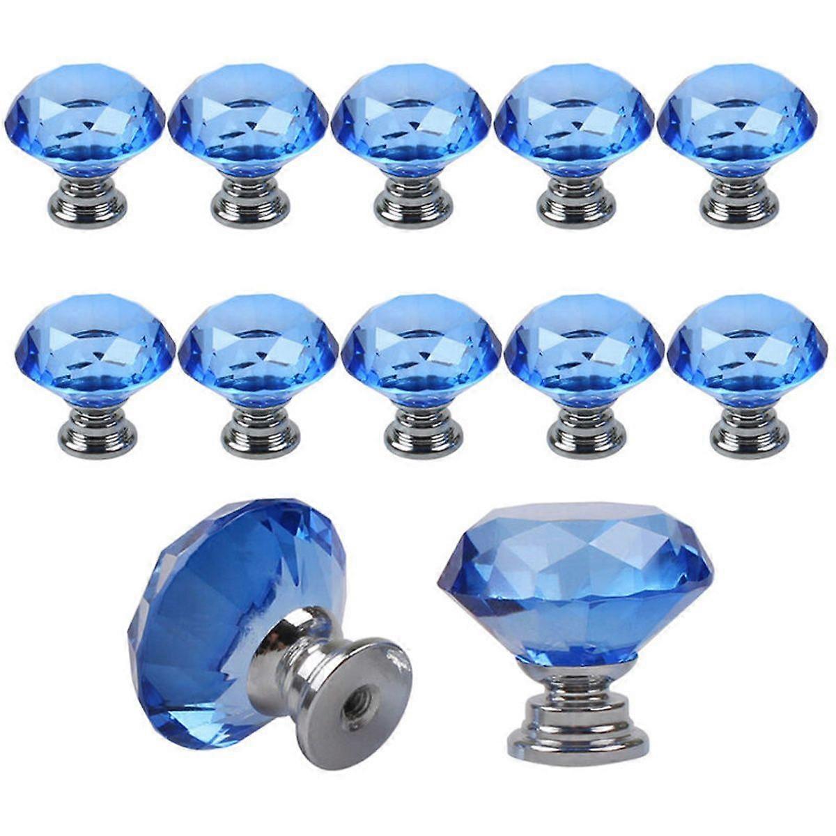 30mm Glass Cupboard Knobs, Crystal Diamond Pull Handle