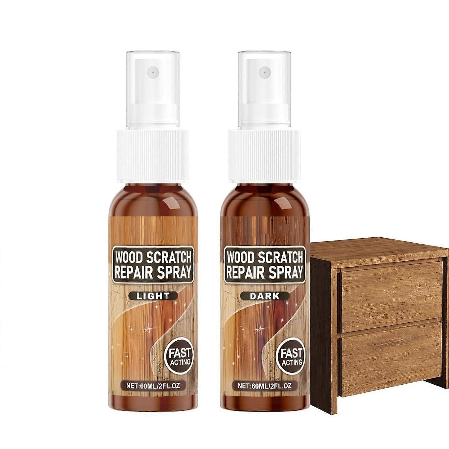 Wood Scratch Repair Spray 2pcs 60ml Furniture Floor Scratch Remover Instant Polish Restorer for Wooden Table Floor Cabinet Oak Veneer Door