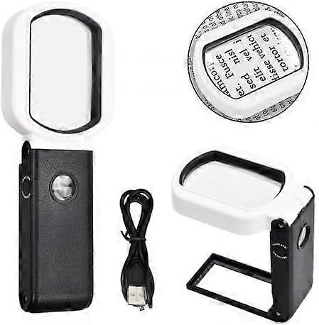 Reading Magnifier, 25X 10X Portable Reading Magnifier, Handheld Magnifying Glass, Magnifying Glass with 9 LED Lights and Stand for Reading, Jewelry,