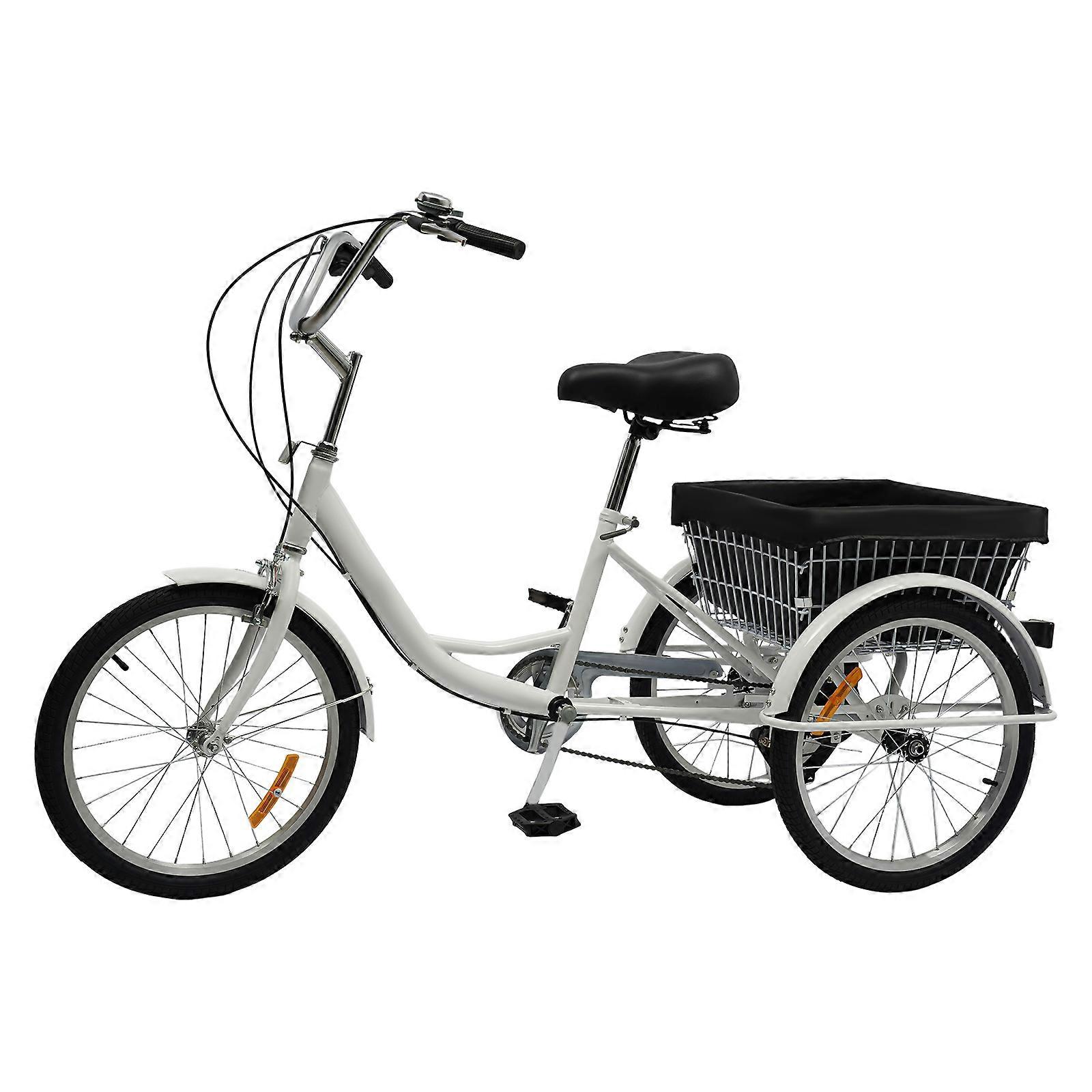 20 ιντσών 8-speed ενηλίκων τρίκυκλο ρυθμιζόμενο ύψος 3-τροχό ποδήλατο με ελατήρια απορρόφησης κραδασμών και καλάθι αγορών