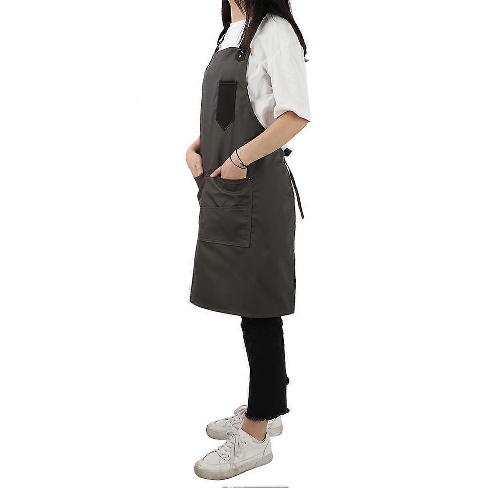 Grey Cooking Apron With Pockets Unisex For Men And Women Chefs And Waiters