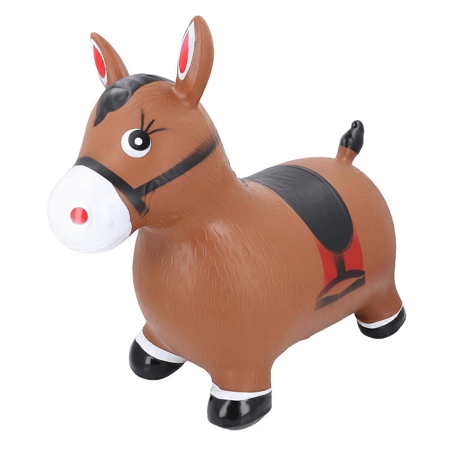 Bouncy Horse Hopper Brown Inflatable Jumping Horse Ride On Bouncing Animal Toy for Kids Toddlers Chi