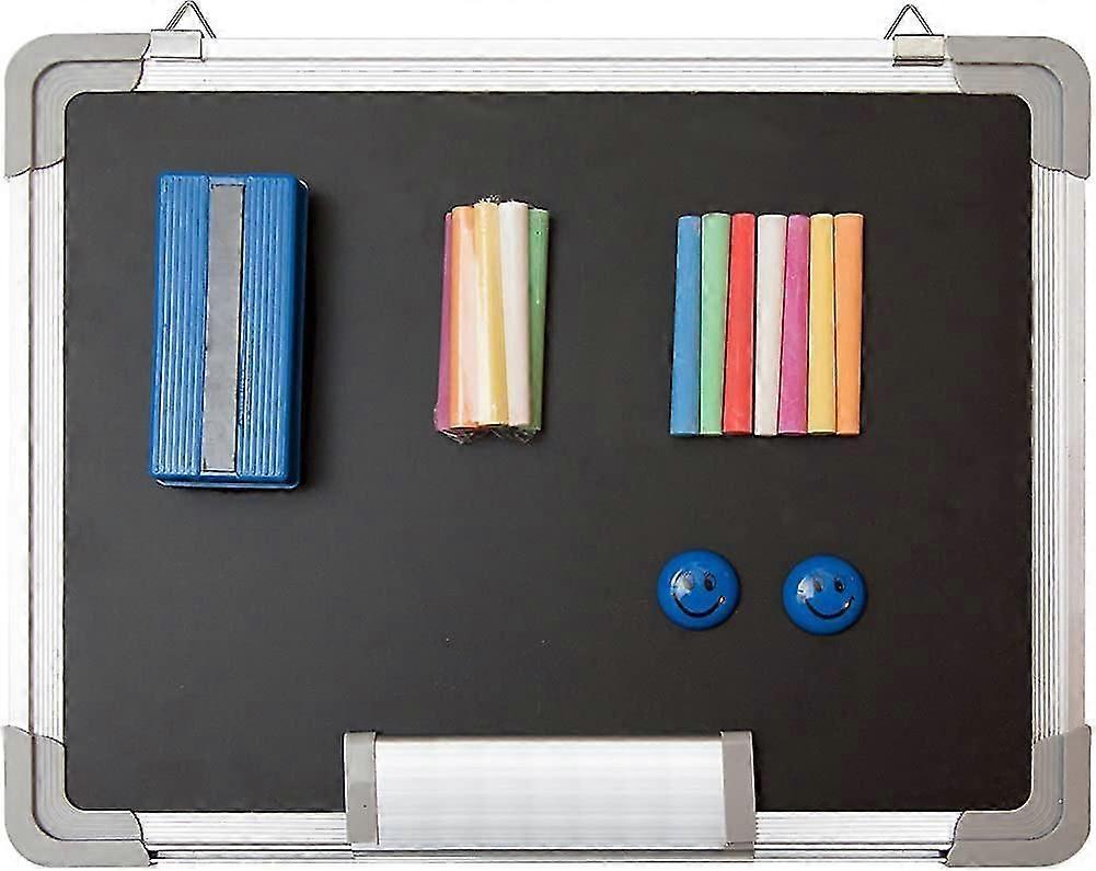 Chalkboard Set - Small Black Board 15 X 12" + 1 Magnetic Eraser. 14 Chalk Sticks