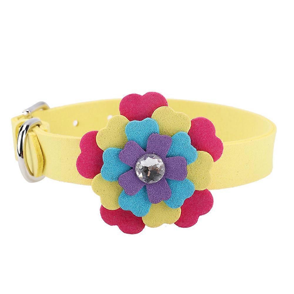 Microfiber Dog Cat Collar Training Collar with Colorful Petal Design Adjustable Size for Small Medium Pets