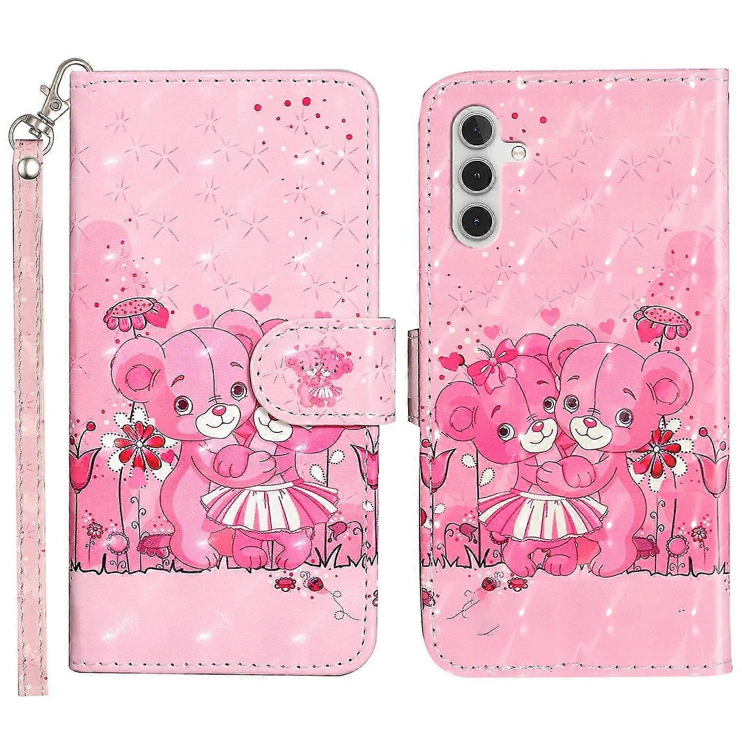 3D Pattern Printing Phone Case compatible Samsung Galaxy A14 5G, Anti-scratch PU Leather Wallet Flip Cover Stand with Strap