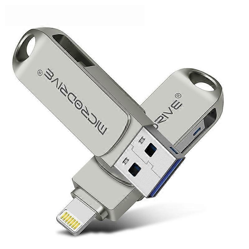 MicroDrive 2 In 1 8 Pin + USB 2.0 Portable Metal USB Flash Disk, Capacity:16GB