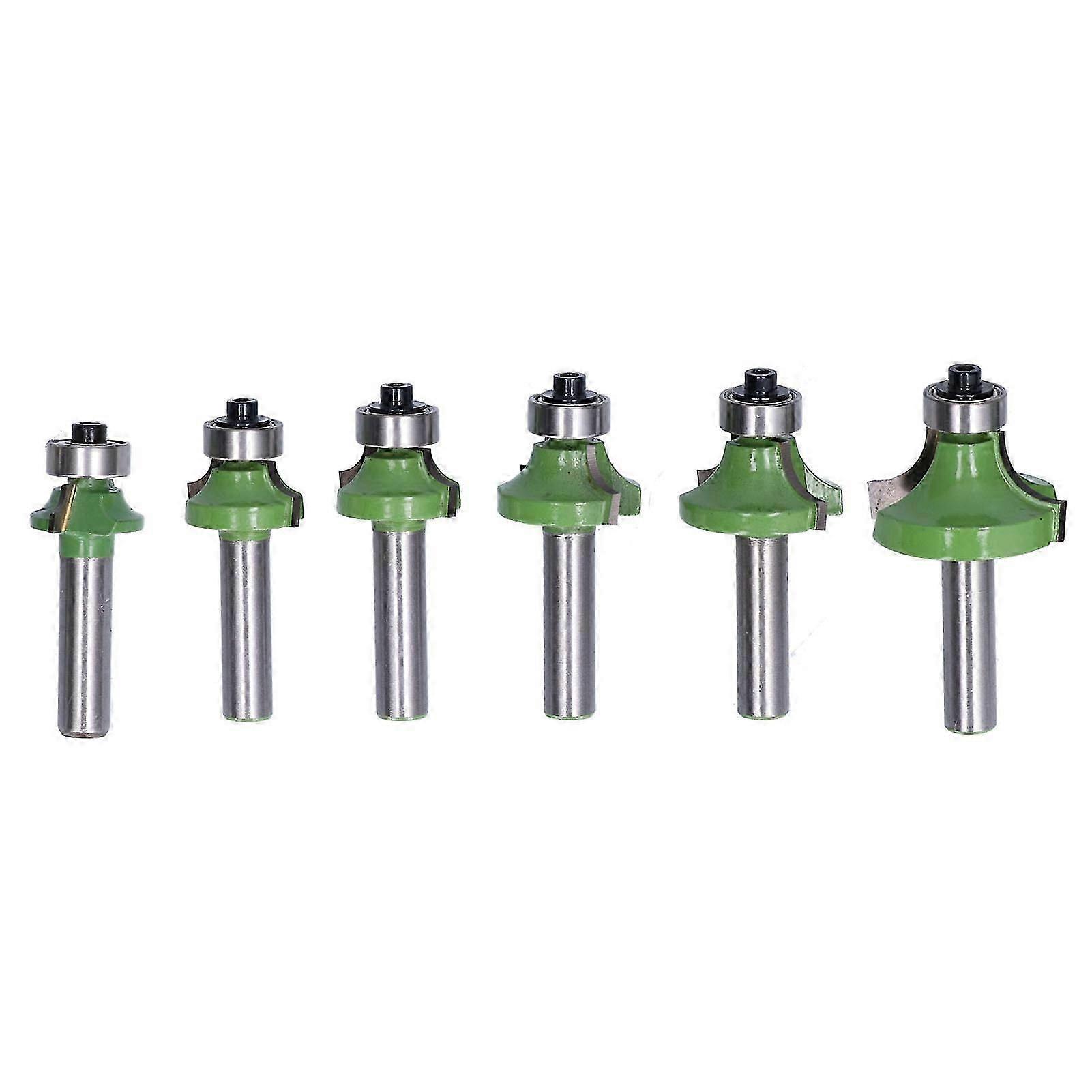 6Pcs Router Bit Round Over Cemented Carbide Cutting Tool Set Kit for Woodworking